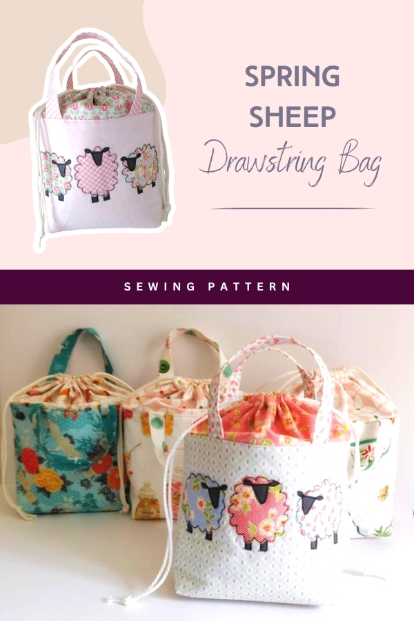 Spring Sheep Drawstring Bag sewing pattern