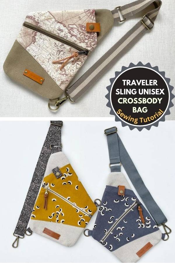 Traveler Sling Unisex Crossbody Bag sewing pattern