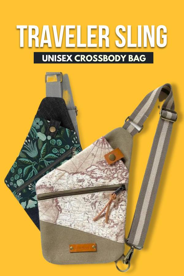 Traveler Sling Unisex Crossbody Bag sewing pattern