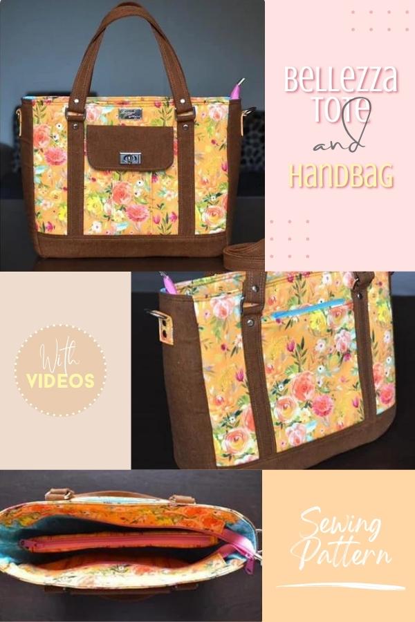 Bellezza Tote and Handbag sewing pattern (with videos)