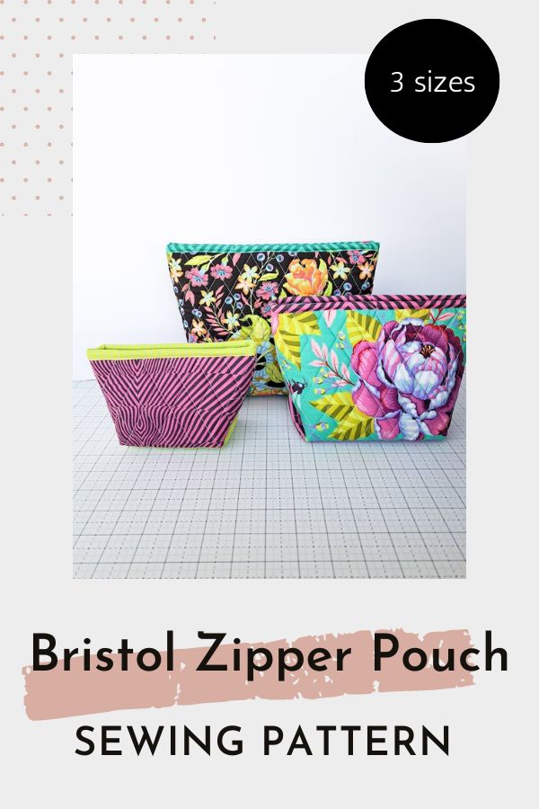 Bristol Zipper Pouch sewing pattern (3 sizes)