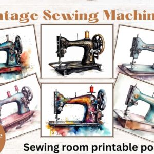 Vintage Sewing Machines digital poster set (vol3)