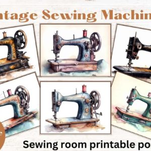 Vintage Sewing Machines digital poster set (vol4)