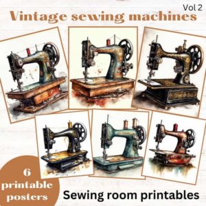 Vintage Sewing Machines digital poster set (vol2)