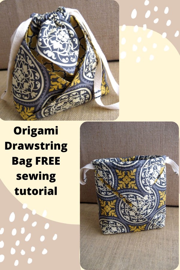 Origami Drawstring Bag FREE sewing tutorial