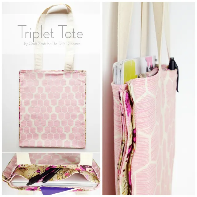 Triplet Tote Bag FREE sewing tutorial
