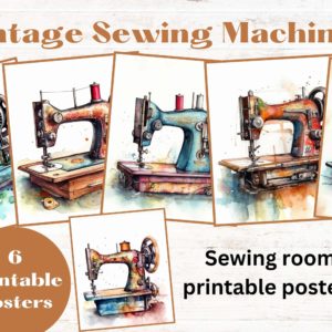 Vintage Sewing Machines digital poster set (vol1)