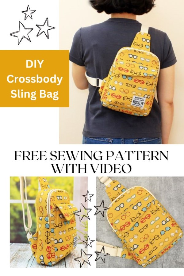 Sling Shoulder Bag.  Fabric bags, Diy bags purses, Diy backpack