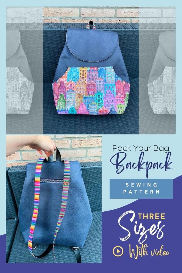 Pack Your Bag Backpack sewing pattern (3 sizes with video)