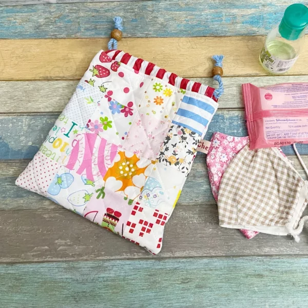 Patchwork Drawstring Bag FREE sewing pattern
