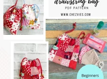 Patchwork Drawstring Bag FREE sewing pattern
