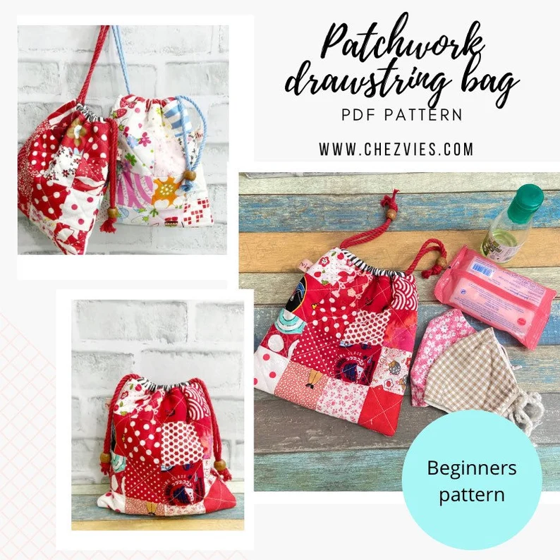 Patchwork Drawstring Bag (free) - Sew Modern Bags