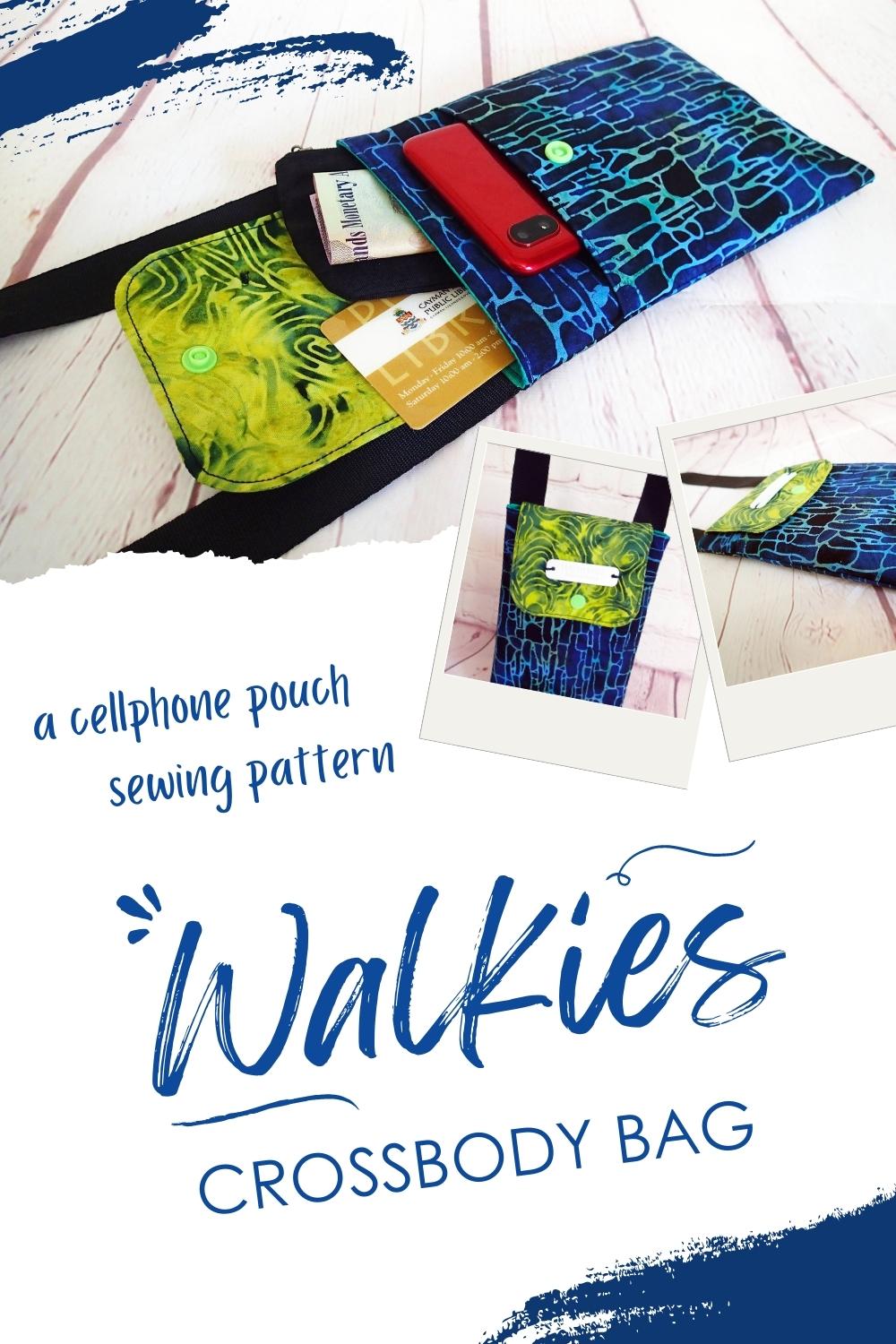 A very quick and easy bag to sew for beginners. The Walkies Doggie Crossbody Bag sews up as an easy cell phone pouch pattern with shoulder or crossbody strap. The perfect bag to sew for beginners, it is scrap friendly, doesn't use expensive materials, and is great as an easy project to sew and sell. Dog walking bag sewing pattern for doggy waste bags. SewSimpleBags