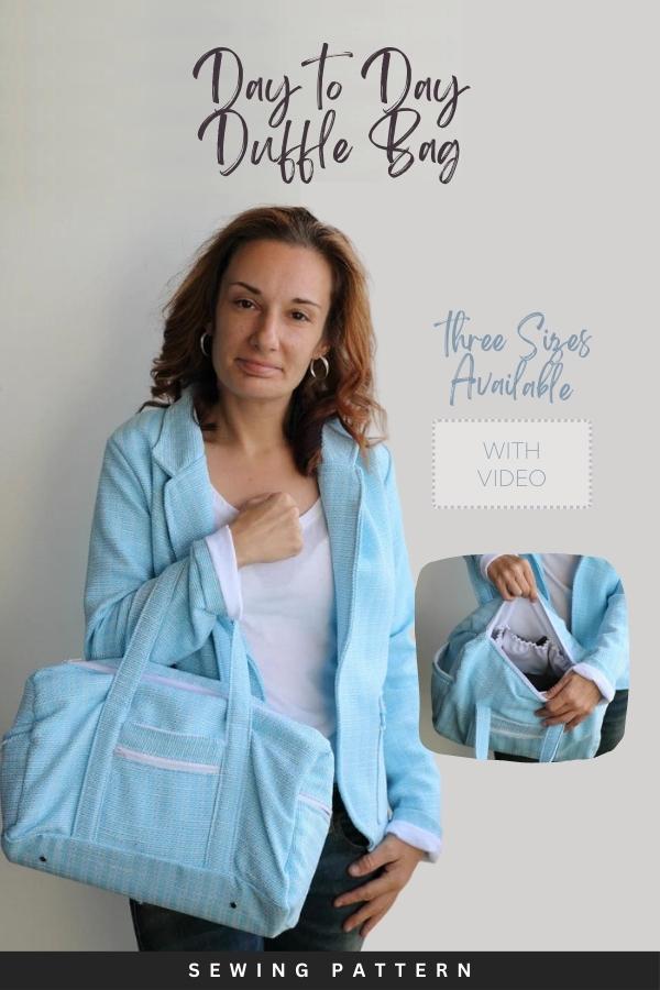 Day to Day Duffle Bag sewing pattern (3 sizes + video)