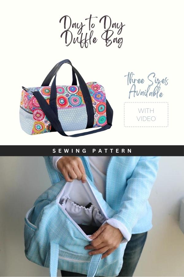 Day to Day Duffle Bag sewing pattern (3 sizes + video)