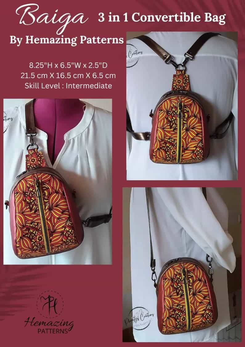 Baiga 3 in 1 Convertible Bag - Sew Modern Bags