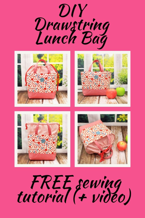 DIY Drawstring Lunch Bag FREE sewing tutorial (+ video)