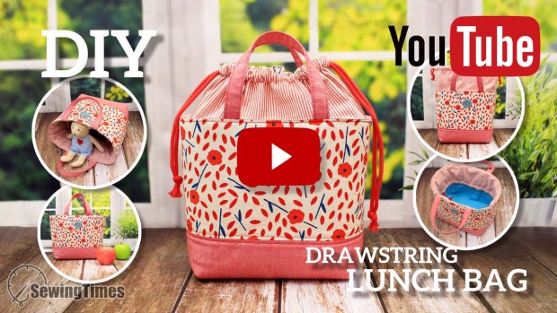 DIY Drawstring Lunch Bag FREE sewing tutorial (+ video)