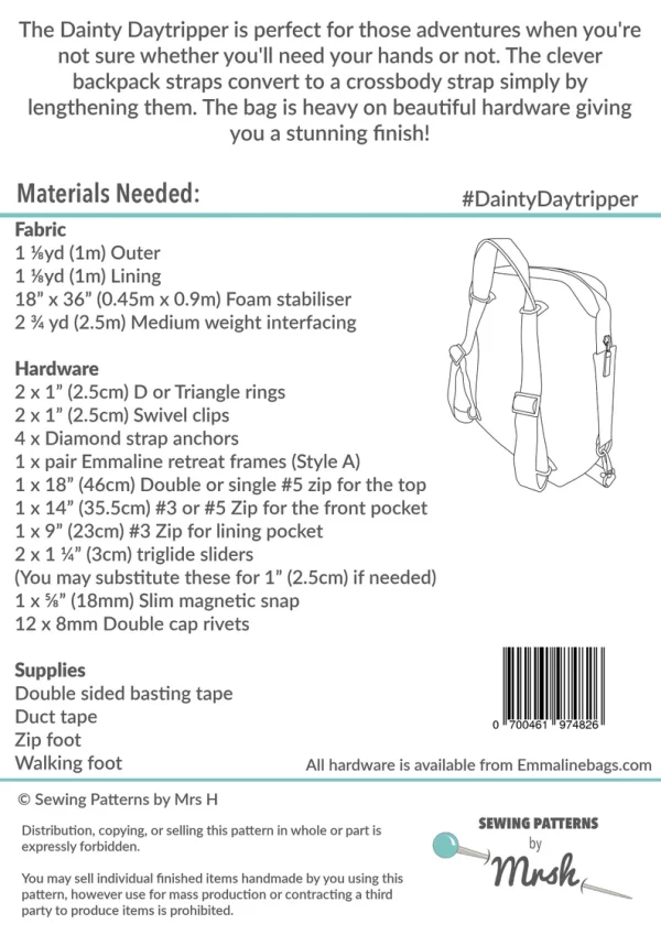 Dainty Daytripper sewing pattern