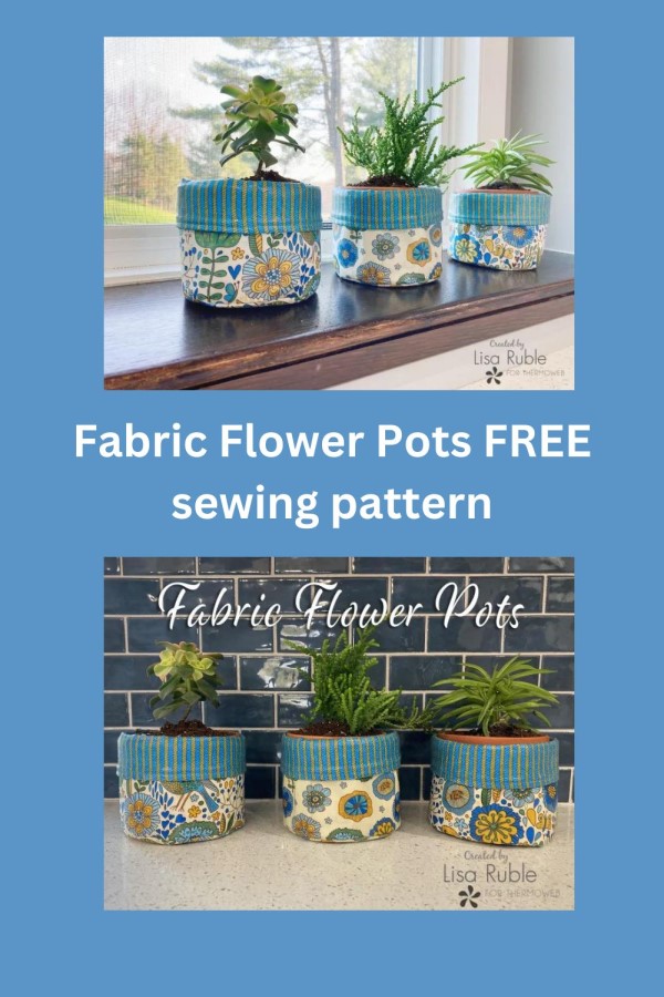 Fabric Flower Pots FREE sewing pattern