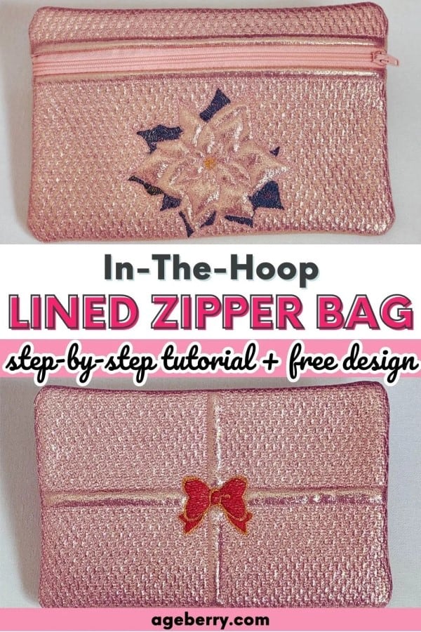 In-The-Hoop Lined Zipper Bag FREE sewing tutorial