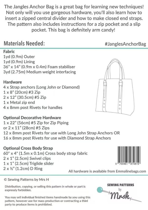 Jangles Anchor Bag sewing pattern