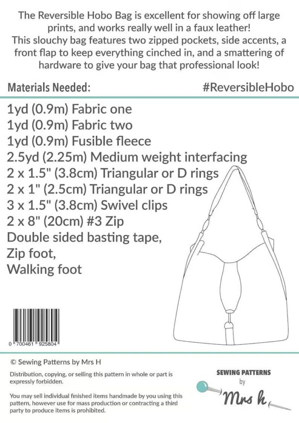Reversible Hobo Bag sewing pattern