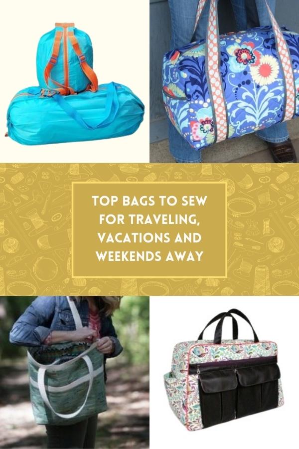 Top bags to sew for traveling, vacations and weekends away. Our round up of travel bags to sew includes passport wallets, carry all bags, carry-on bags, cosmetics bags, sunglasses cases, and lots more bags to sew. These travel bag sewing patterns will keep you on the road all year. Free sewing patterns for beginners with easy instructions.