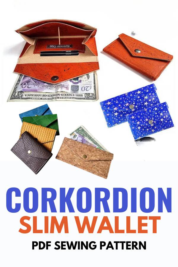 Corkordion Slim Wallet sewing pattern (2 sizes + video)
