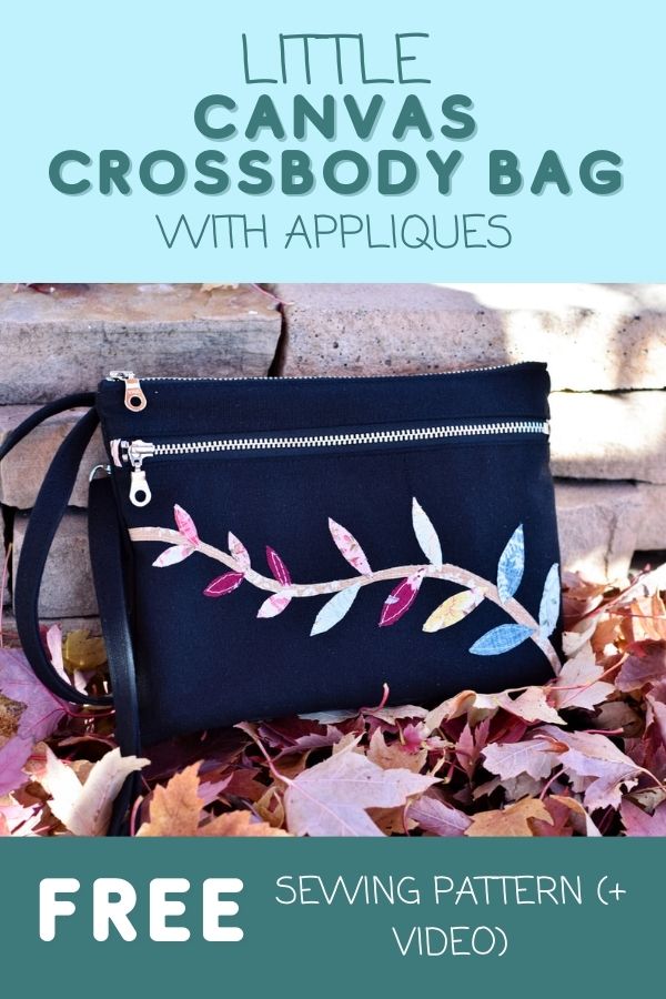 Little Canvas Crossbody Bag with appliques FREE sewing pattern (+ video)