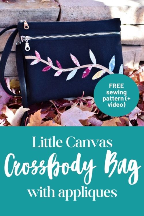 Little Canvas Crossbody Bag with appliques FREE sewing pattern (+ video