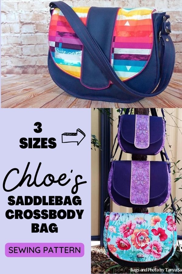 Chloe's Saddlebag Crossbody Bag sewing pattern (3 sizes) Sew Modern Bags