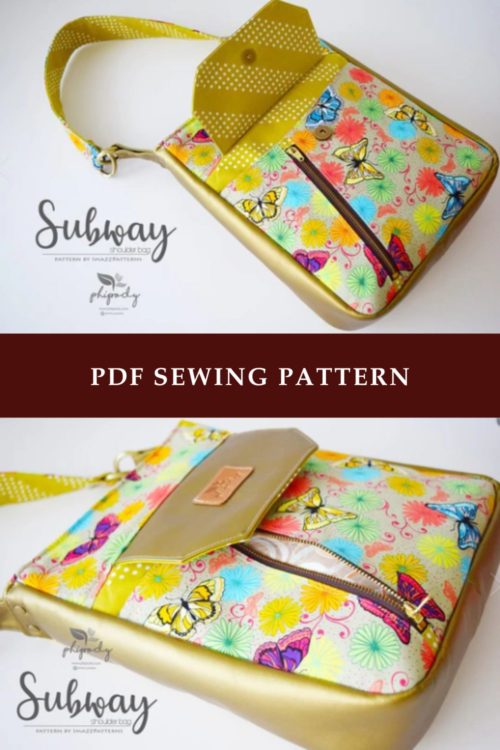 Crossbody bag sewing pattern PDF — Subway Bag by Imazz Patterns, two sizes included, suitable for beginner to intermediate sewists