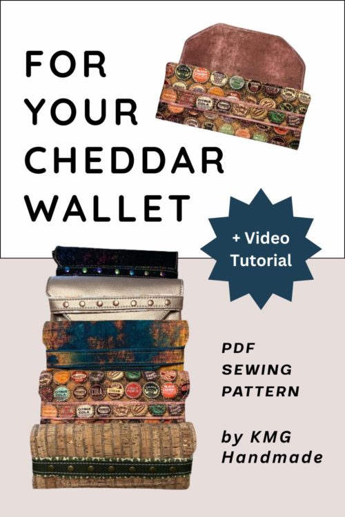 For Your Cheddar Wallet Sewing Pattern by KMG Handmade showing front view in a fun print fabric