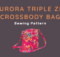 Aurora Triple Zip Crossbody Bag by A Quaint Stitch Showing all 3 compartments