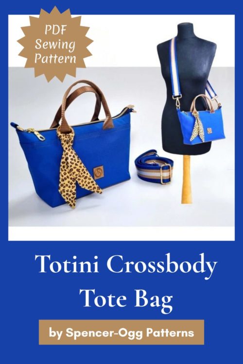 Totini Crossbody Tote Bag sewing pattern by Spencer-Ogg Patterns — mini tote with grab handles and detachable crossbody strap
