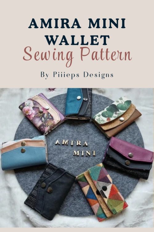 Completed Amira Mini Wallet in various fabrics from the Amira Mini Wallet PDF sewing pattern by Piiieps Designs
