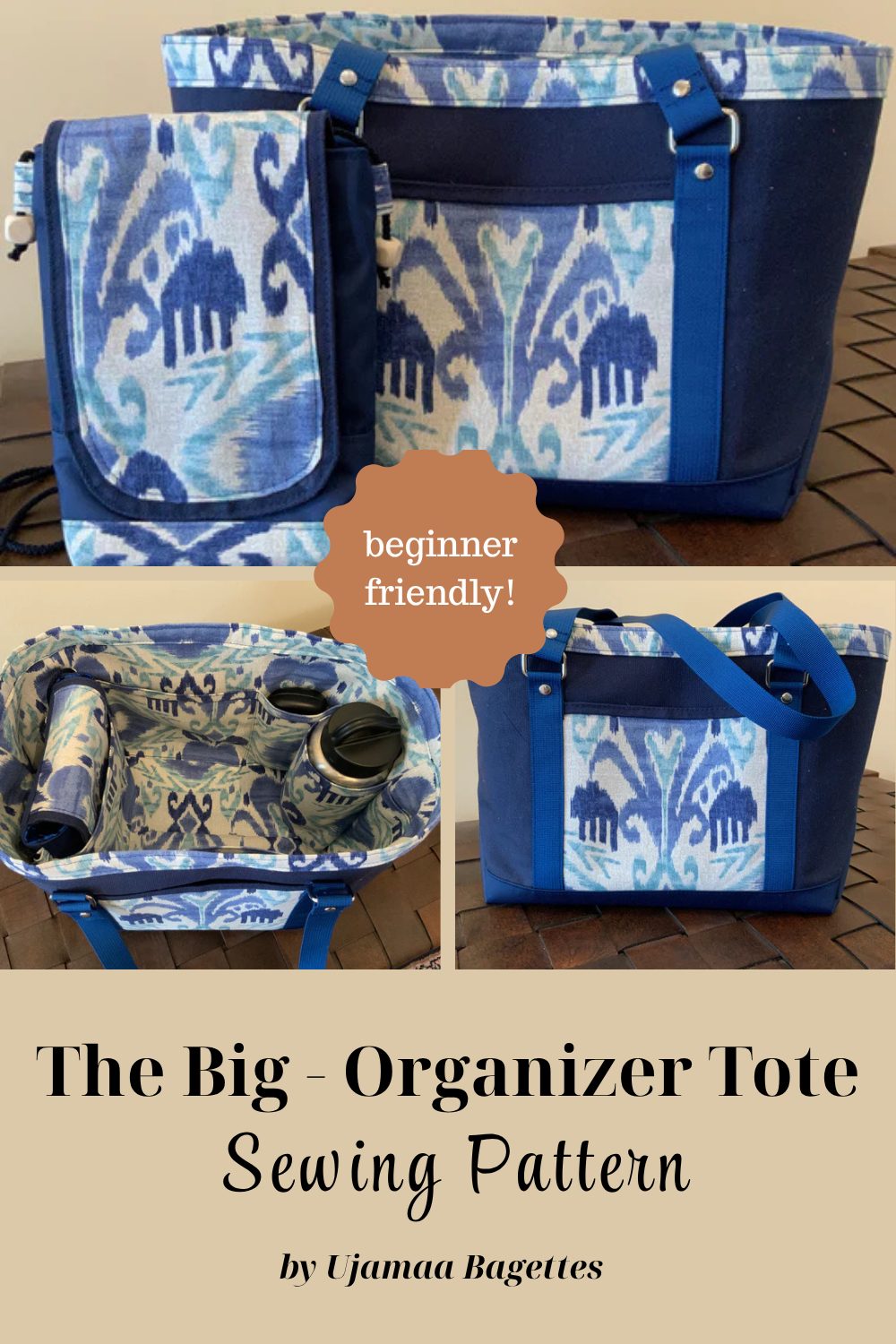 The Big Organizer Tote Bag Sewing Pattern by Ujamaa Bagettes - Sew ...