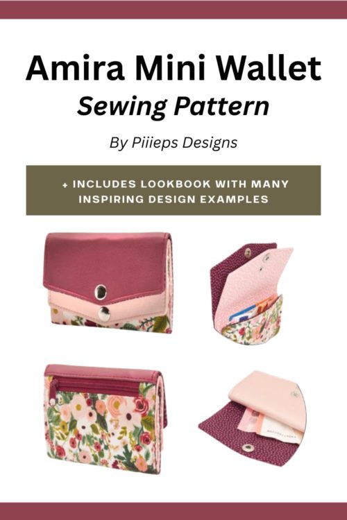 Amira Mini Wallet sewing pattern by Piiieps Designs — compact mini wallet with zipper coin pocket and customizable double flap