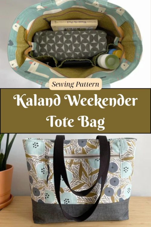 Kaland Weekender Tote Bag sewing pattern by Sotak Co — large structured tote with exterior zipper pocket and top handles