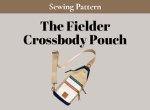 The Fielder Crossbody Pouch sewing pattern by Kandou Patterns — structured crossbody with front zipper pockets and adjustable strap